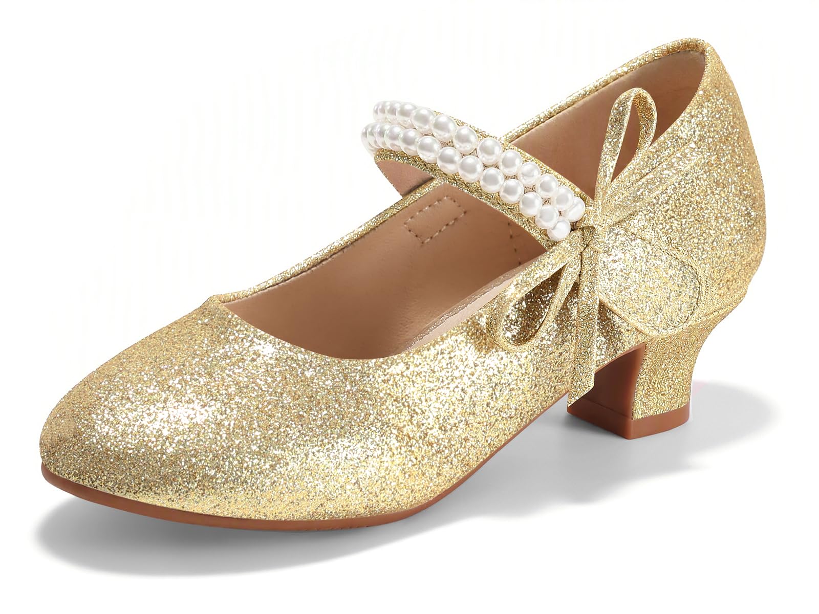 Haloumoning Mary Jane - Scarpe eleganti da bambina, con fiocco e perle