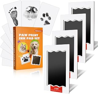 Nabance Inkless Paw Print Kit for Dogs,Cats,Pet Keepsake Mess Free Ink Pads | Dog Nose & Paw Print Kit, Clean Touch Non-Toxic Safe for Pets & Baby, 4 Ink Pads & 8 Imprint Cards, Pet Lover & New Mom Gifts