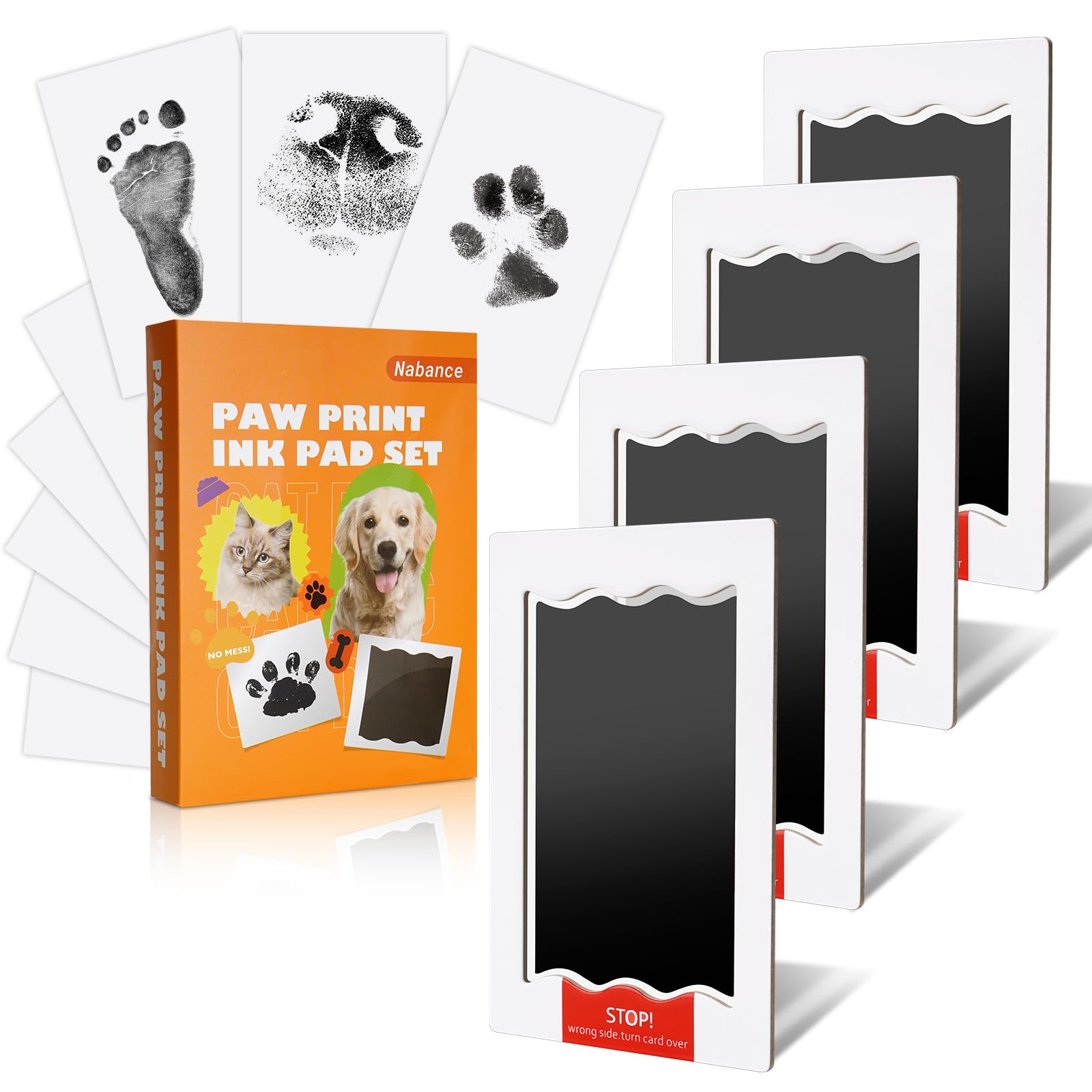 Nabance Inkless Paw Print Kit for Dogs,Cats,Pet Keepsake Mess Free Ink Pads | Do