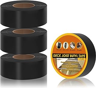 JOAPRIL Butyl Joist Tape for Decking 2''×50', 4 Rolls Waterproof Deck Tape | Joist Tape, Waterproof and Anti-Corrosion Joists Deck Tape, Self Adhesive Flashing Joists Tape for Wood Decks Beams Roof