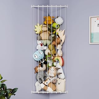GRANNY SAYS Corner Stuffed Animal Storage, Stuffy Storage Wall Mount, White | Set of 1 Adjustable Length Kids Toy Organizer, Stuffy Organizer Storage, Stuffed Animal Storage Shelf for Nursery Playroom