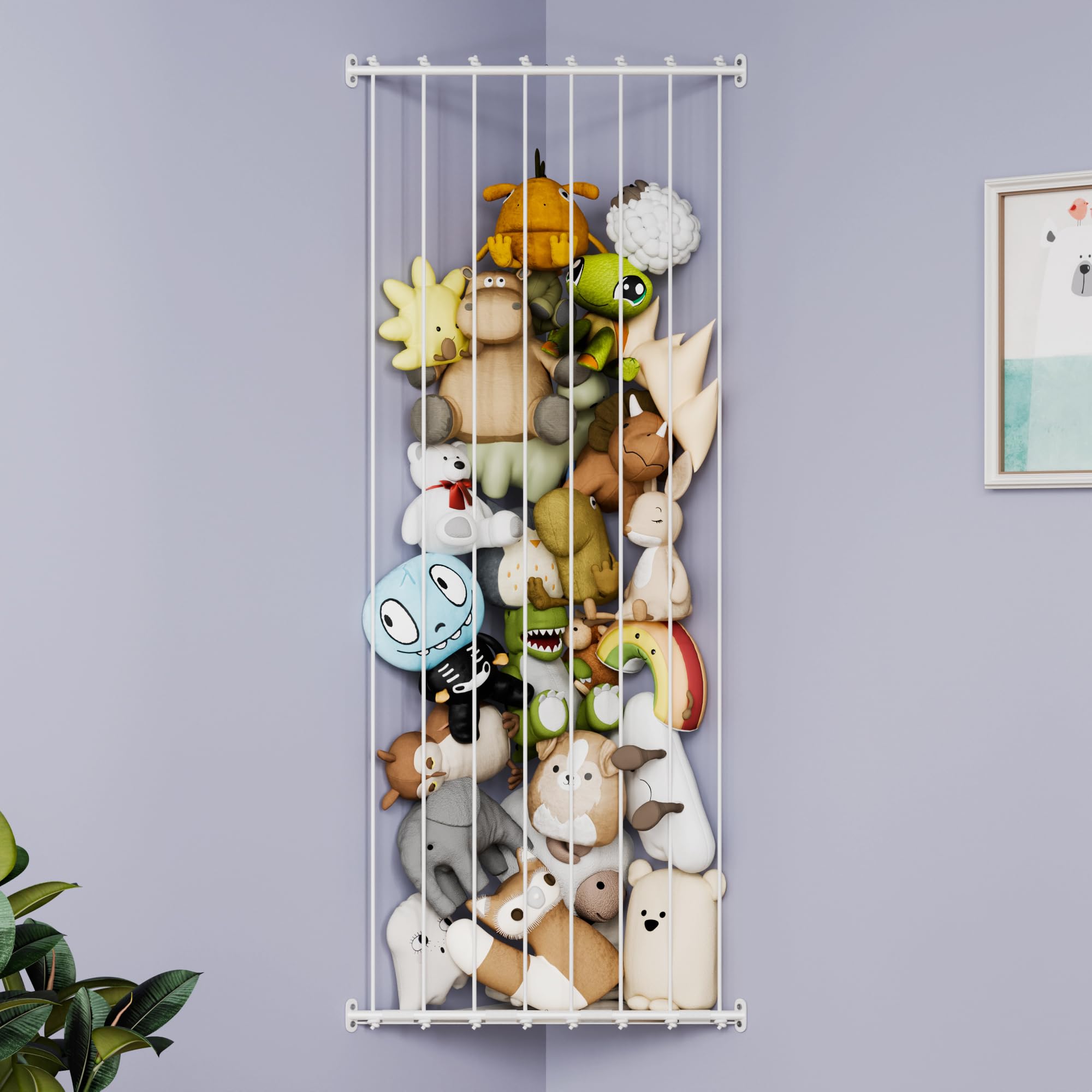 GRANNY SAYS Corner Stuffed Animal Storage, Stuffy Storage Wall Mount, White | Se
