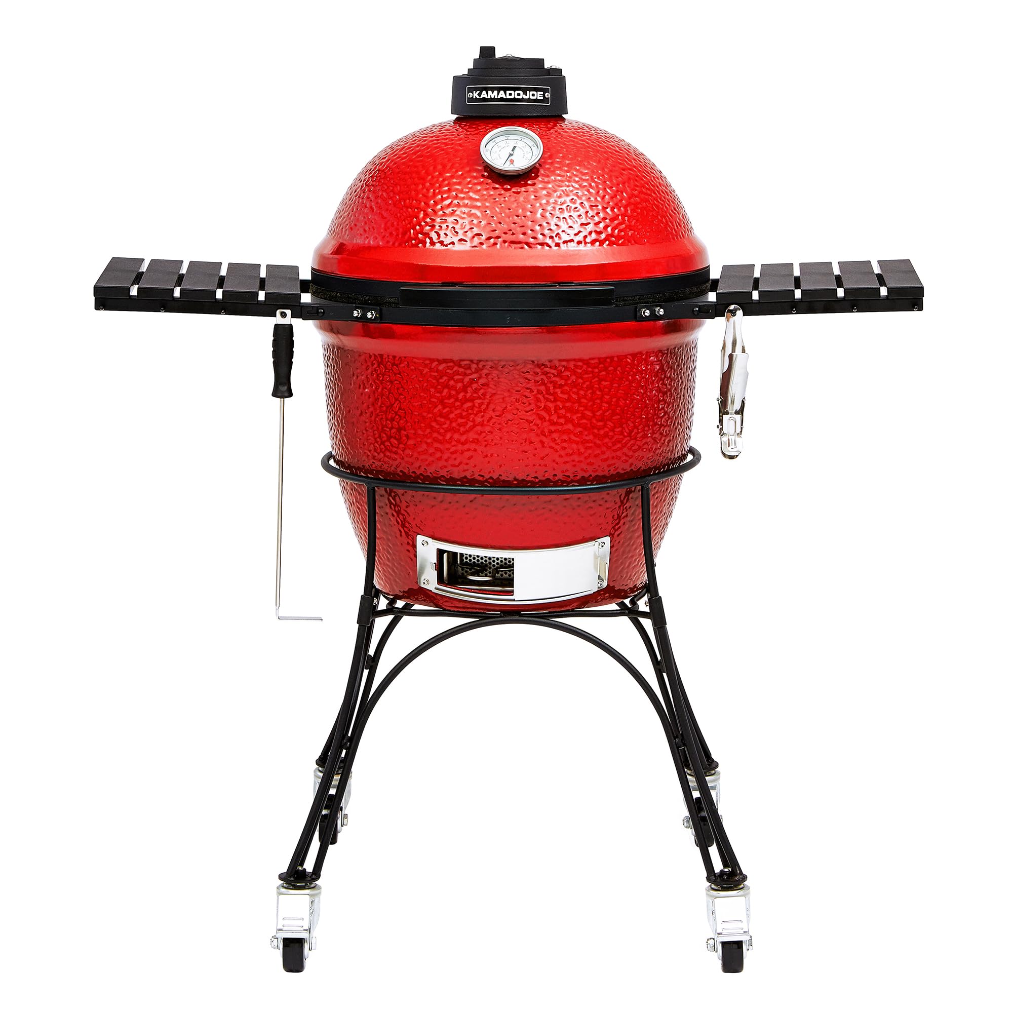 Kamado Joe KJ23RH Classic I Smoker BBQ, Outdoor Charcoal Barbecue Grill In Red W