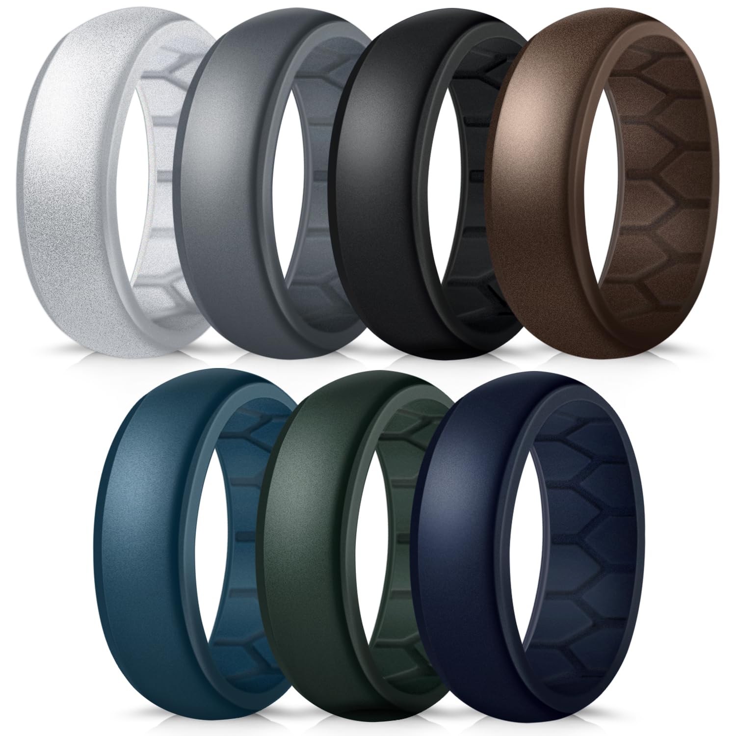 Forthee Silicone Wedding Ring for Men, Breathable Inner Curve Rubber Bands | Com