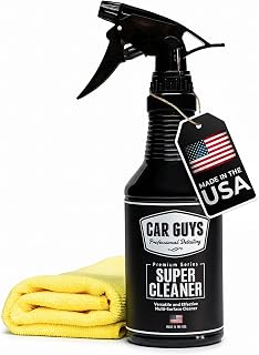 CAR GUYS Super Cleaner | Interior Car Cleaner for Tough Stains | Stain Remover for Car Seats, Carpet, Upholstery, &amp; Leather | 18 Oz Kit with Microfiber Towel
