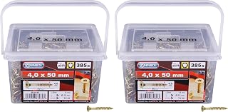 Connex B30193 Universal Countersunk TX Star Screw 4 x 50 mm Chipboard Screws 385 Pieces Yellow (Pack of 2)