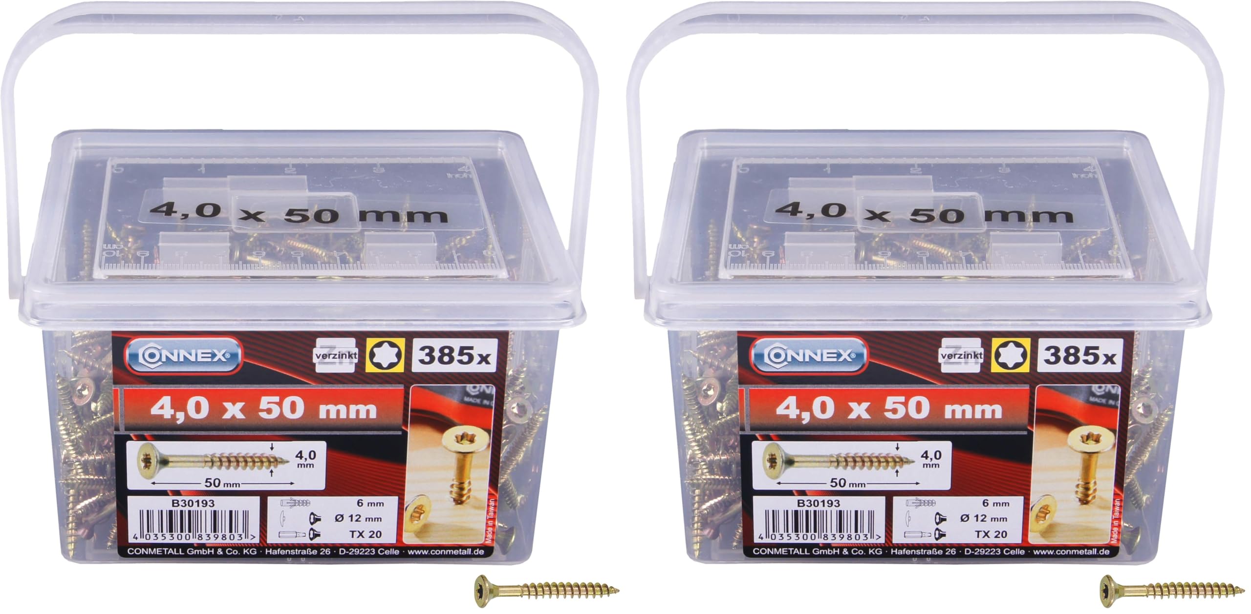 Connex B30193 Universal Countersunk TX Star Screw 4 x 50 mm Chipboard Screws 385