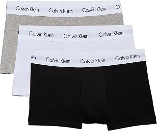 Calvin Klein NB2614 Men's Boxer Shorts, Set of 3, Solid Colors, Logo, Low Rise Length, Black, White, CK Underwear, Men's Underwear, Cotton Stretch, S