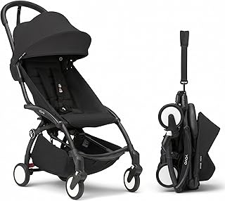 Stokke YOYO3 Travel Stroller from 6 Months, Easy Fold, Black/Black | Includes Frame, Seat Cushion, & Canopy, Light & Compact, Carry-on Compatible, Storage in Zip Back Pocket & Under Seat Basket