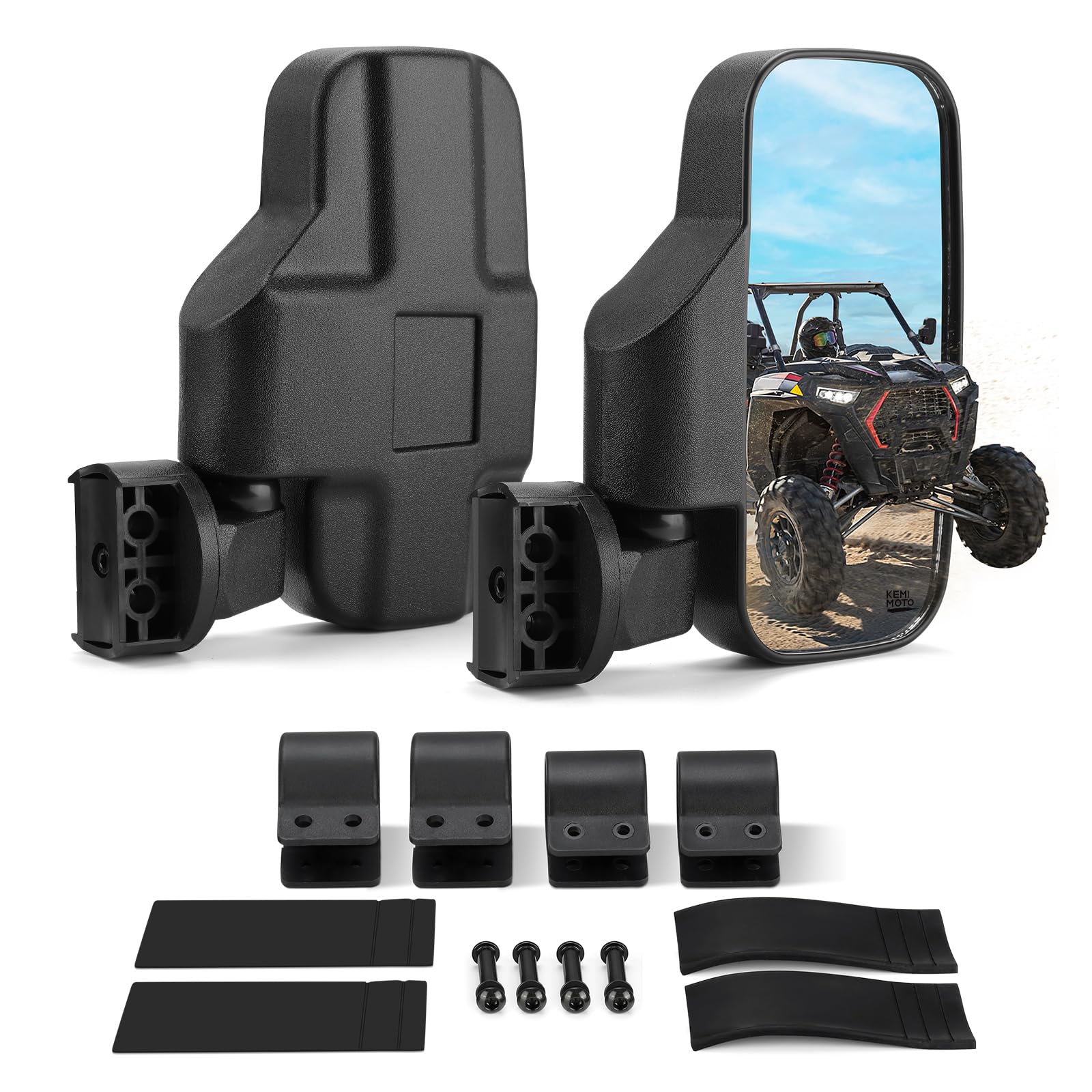 KEMIMOTO UTV Mirrors UTV Side Mirrors Fits 1.6 inch to 2 inch Roll Cage | Compat