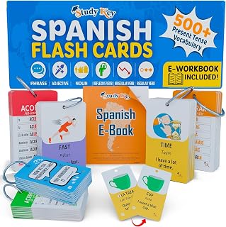500+ Spanish Vocabulary Flash Cards for Adults & Kids Ages 15+,