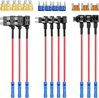 Nilight 10 Pack 12V Fuse Tap Adapters Standard/Profile/Mini Fuses 3 Types | Add-a-Circuit Adapter Set 3pcs Standard/3pcs Profiles Mini/4pcs Mini Fuses for Cars Trucks Boats Blue Red Black