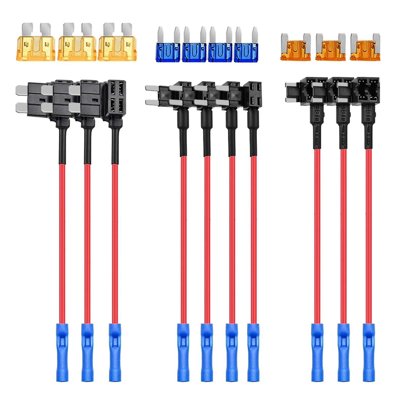 Nilight 10 Pack 12V Fuse Tap Adapters Standard/Profile/Mini Fuses 3 Types | Add-