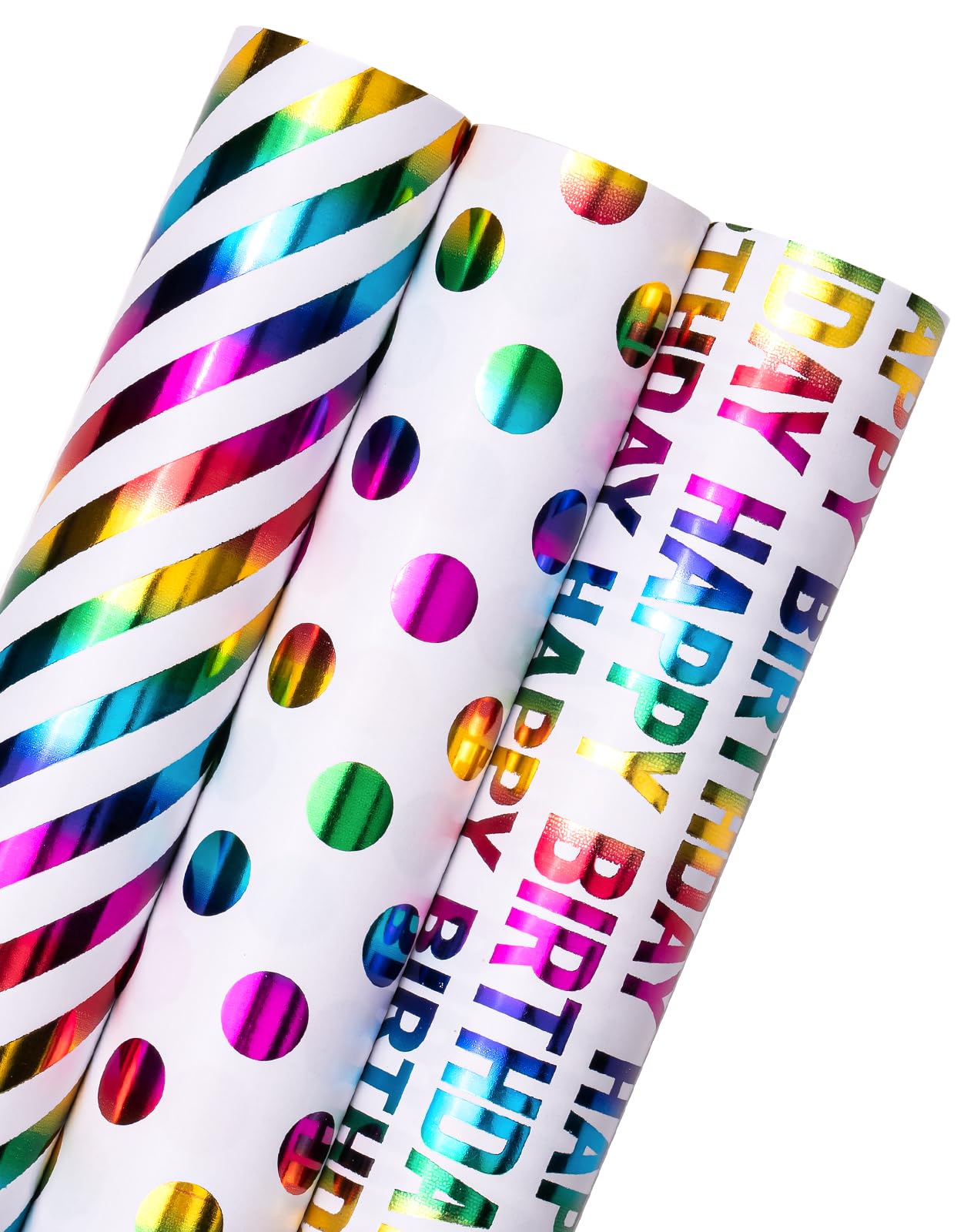 RUSPEPA Birthday Wrapping Paper Roll - Mini Roll - 3 Rolls - 43.2cm x 3.05m Per 