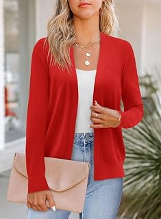 Womens Plus Size Casual Long Sleeve Open Front Soft Knit Cardigan Lightweight Elegant Cardigan