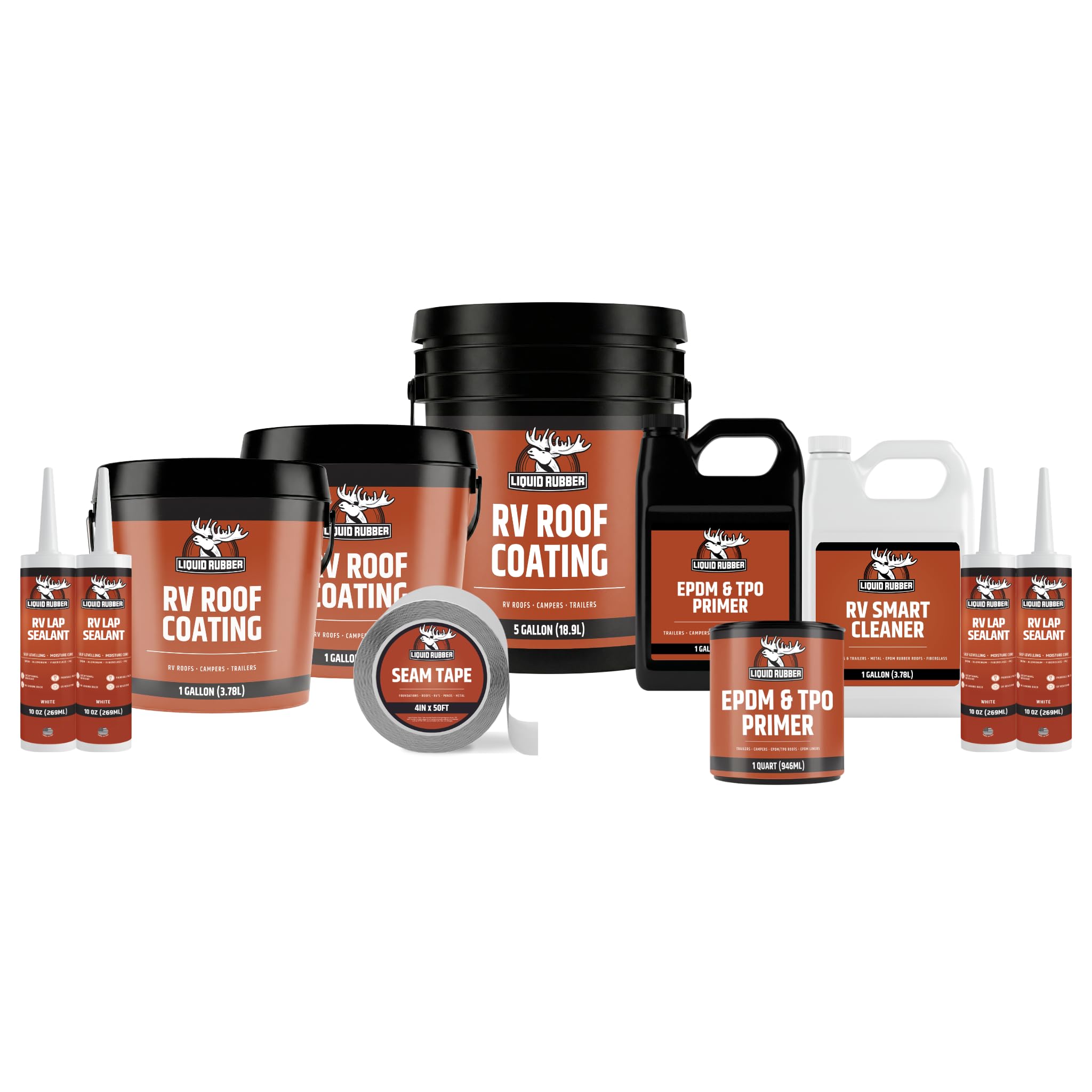 Liquid Rubber RV Roof Coating - Camper & Trailer, 40 Ft Leak Repair Kit
