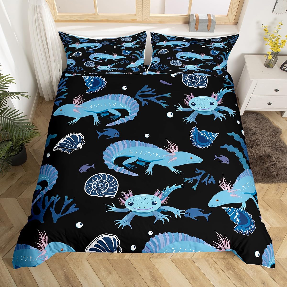 Feelyou Set copripiumino Axolotl Kawaii Axolotl copripiumino a tema animali 3D p