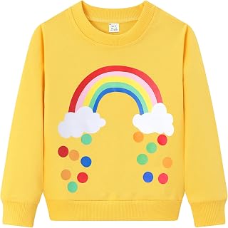 Dinopjs Little Girls Sweatshirt Jumper Cotton Rainbow Unicorn Kids Shirt Tops Long Sleeve Children Clothes Christmas Xmas Pullover T-shirt for 3-8 Years