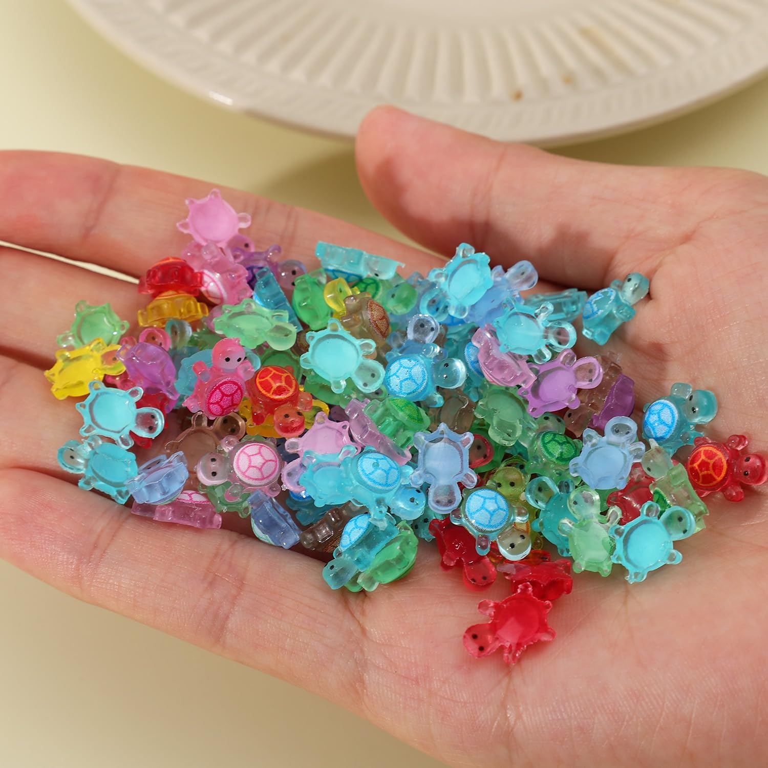 100 Pack Luminous Turtles Charms for Jewelry Making Luminous Fairy Garden Access