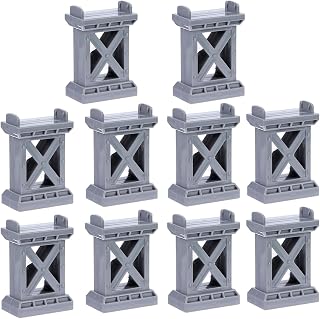 10Pcs Train Bridge Pier Track Railway Accessories Multi Level Support Risers High Level Blocks for All Major Brands Wooden Toy Train (Grey)