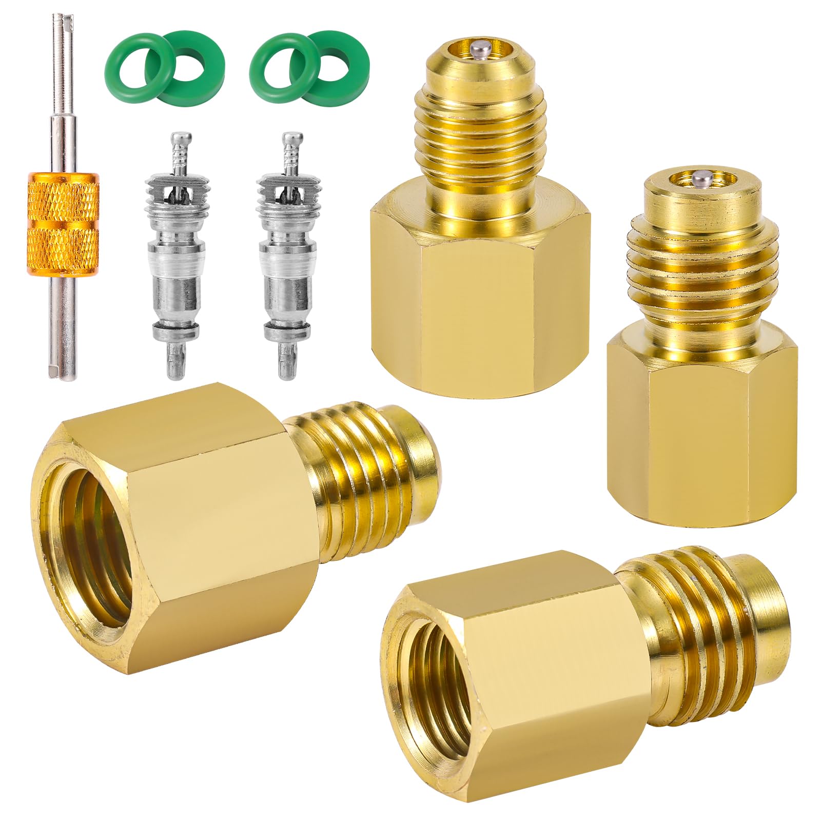 4pcs R134A Brass Refrigerant Tank Adapter, 1/4 SAE Male to 1/2 Acme Female 1/2 A