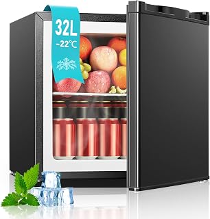 FOHERE 32L Mini Small Freezer Small Table Top Fridge Energy Efficient | 7 Adjustable Temperature Control & Legs, Removable Wire Shelf, Compact for Bedrooms/Home/Apartment/Office [Energy Class E]