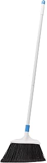 Amazon Basics Heavy-Duty Floor Cleaning Broom with Stiff Bristles, Sturdy 3-Piece Handle, Easy to Assemble, Indoor Outdoor Use for Driveways and Sidewalks, Blue and White