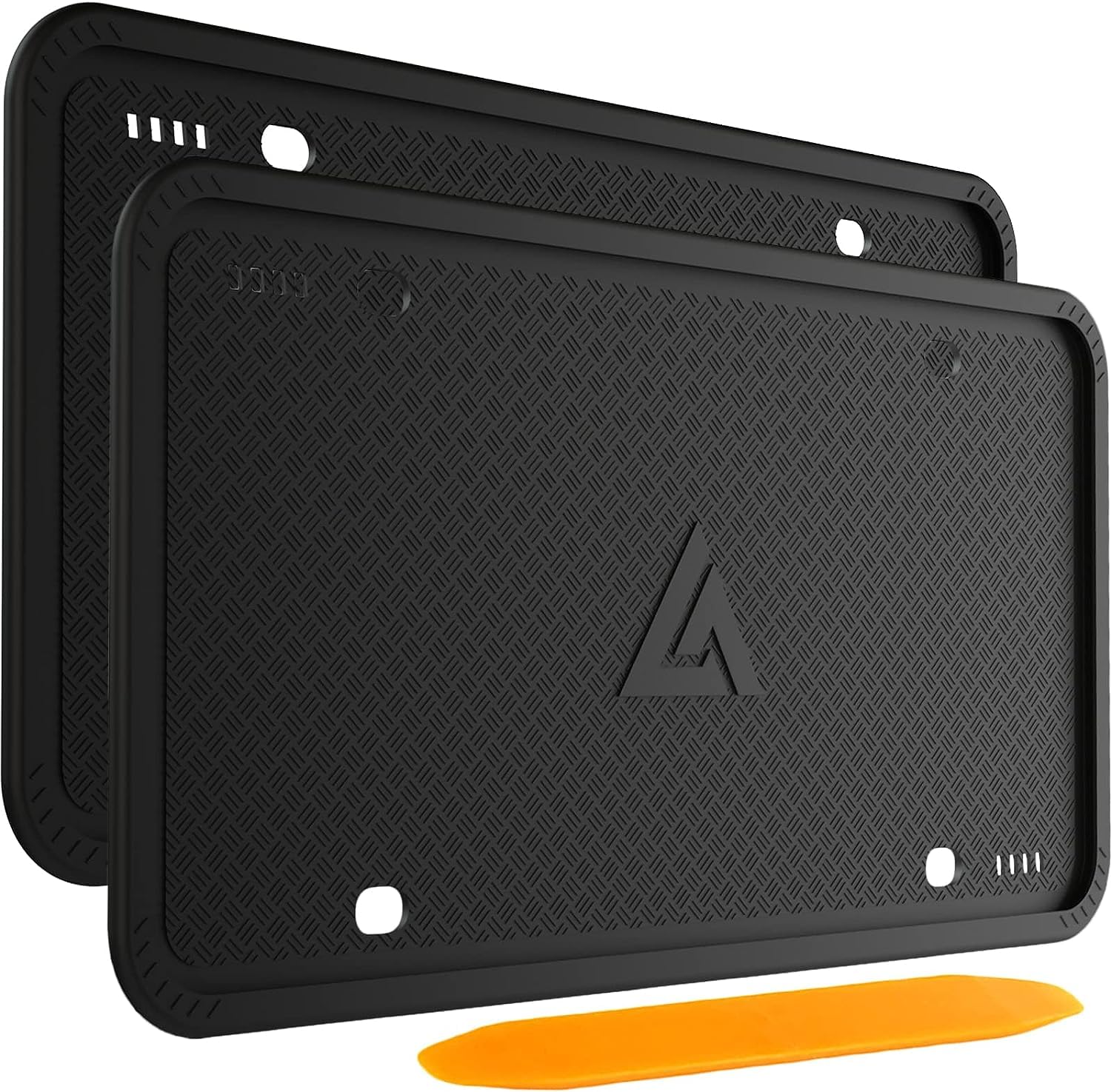 Aujen Silicone License Plate Frames Black, 2 Pack Car License Plate Frame, Unive