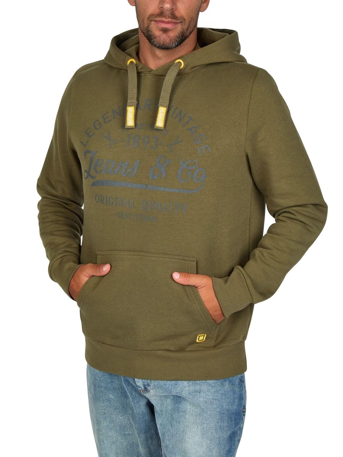 riverso RIVArmin Men's Regular Fit Hoodie Pullover Print Beige Green Grey Blue N