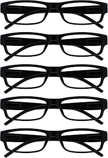OPULIZE Reading Glasses Black Value 5 Pack Lightweight Men Women RRRRR32-1 +2.00