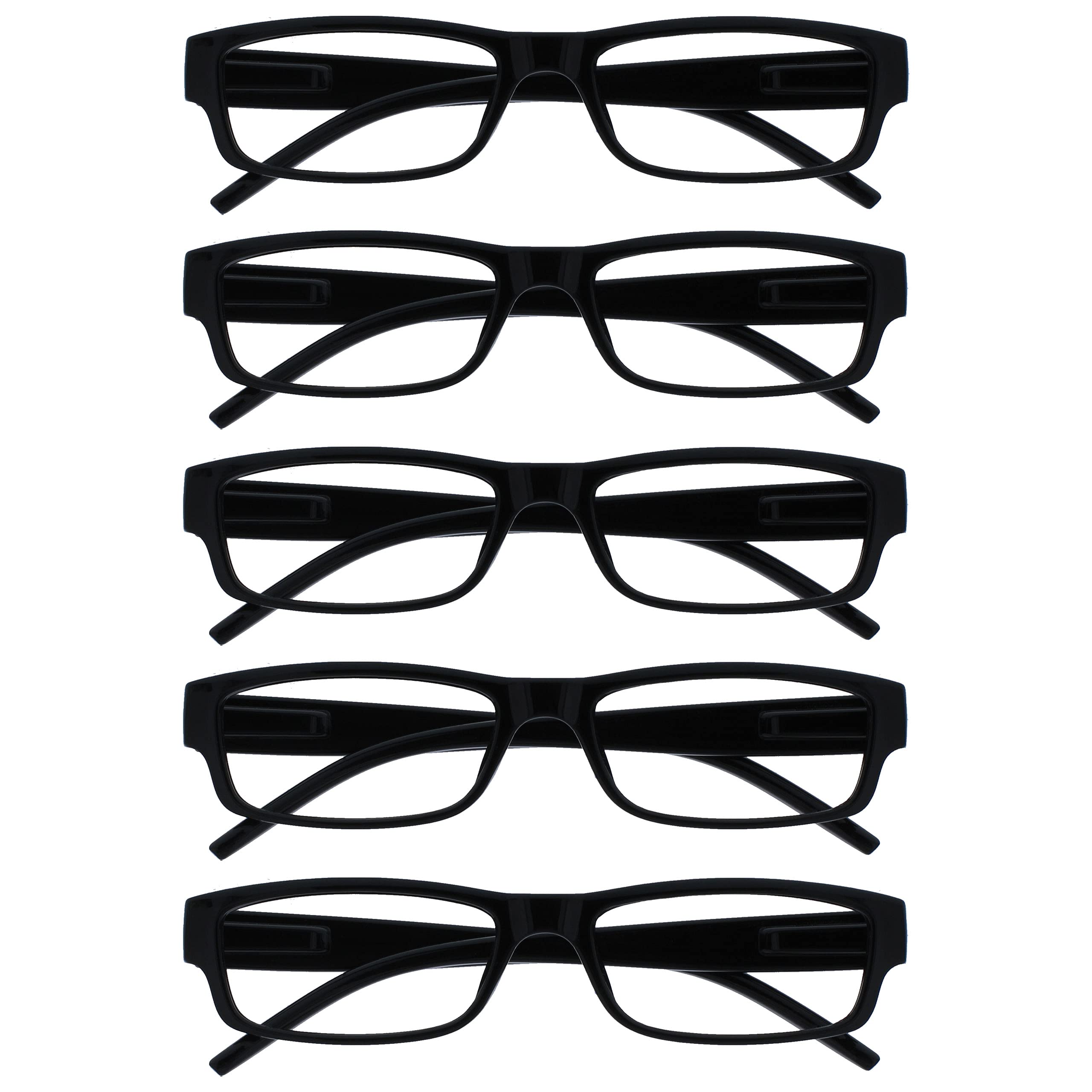 OPULIZE Reading Glasses Black Value 5 Pack Lightweight Men Women RRRRR32-1 +2.00