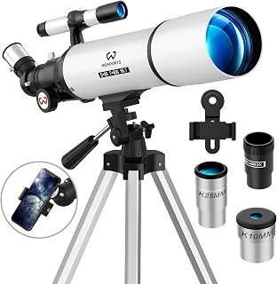 Telescope for Adults High Powered, 90mm Aperture Refractor Telescope | 180X Magnification, Portable Professional Astronomy Telescopes for Beginners with Adjustable Tripod, Phone Adapter, Carry Bag