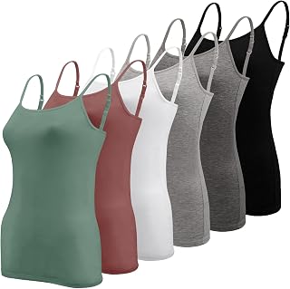BQTQ 6 Pieces Tank Tops Women Basic Camisole Spaghetti Strap Adjustable Tank Top for Women