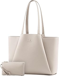 LOVEVOOK Laptop Tote Bag for Women,PU Work Bags with Triple Compartments