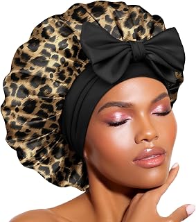 BONNET QUEEN Adjustable Silk Hair Bonnet Cap for Curly Hair with Long Laces Soft and Protective