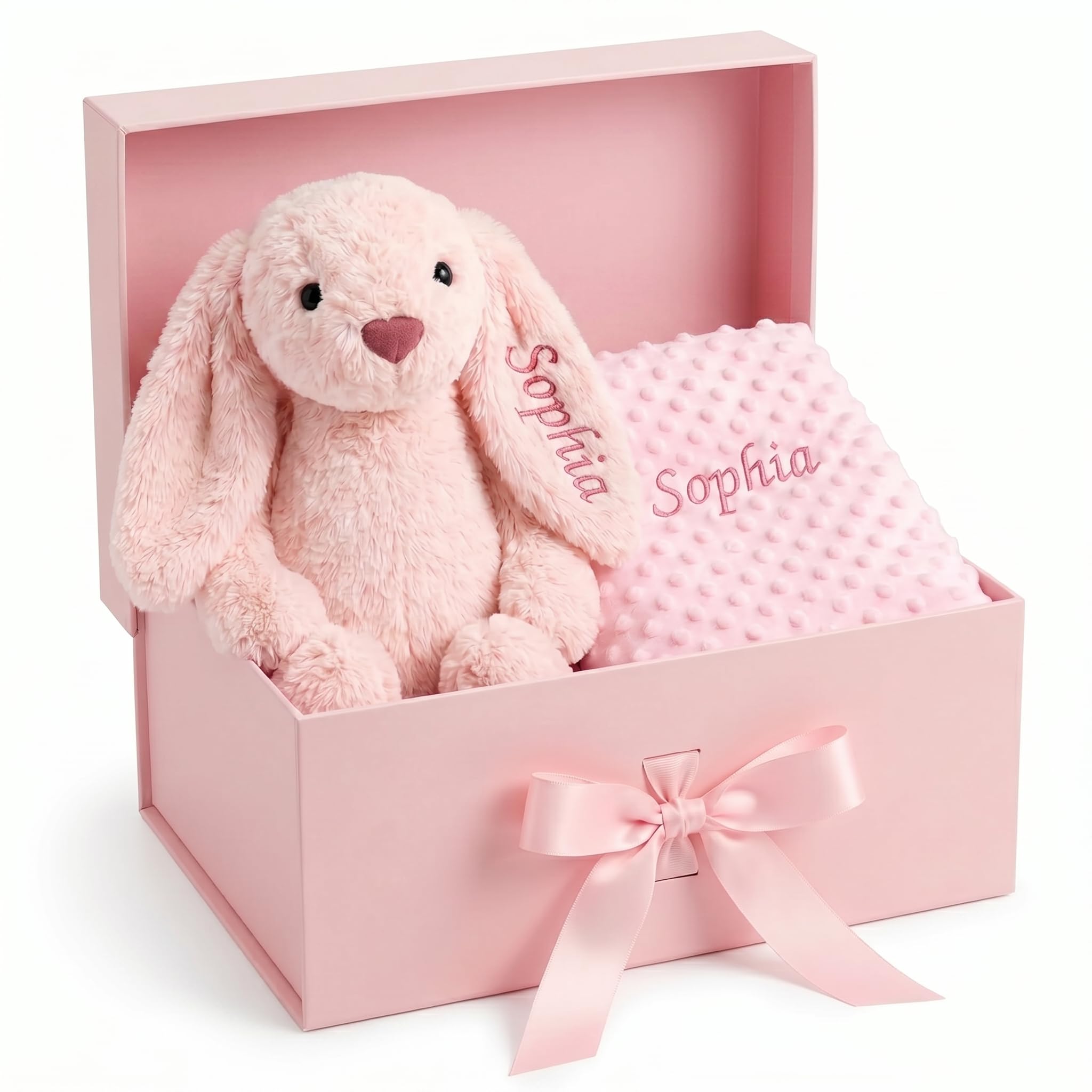 Personalized Baby Blanket & Plush Bunny Set - Baby Shower Birthday Gifts | Custo