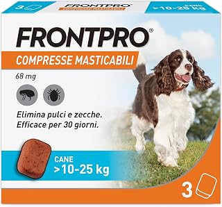 FRONTPRO x3 Chewable Tablets for Dogs Against Fleas and Ticks (22-25 kg) | Flea and Tick Protection Pack of 3 Tablets 68 mg Afoxolaner, 22 lb-25 kg