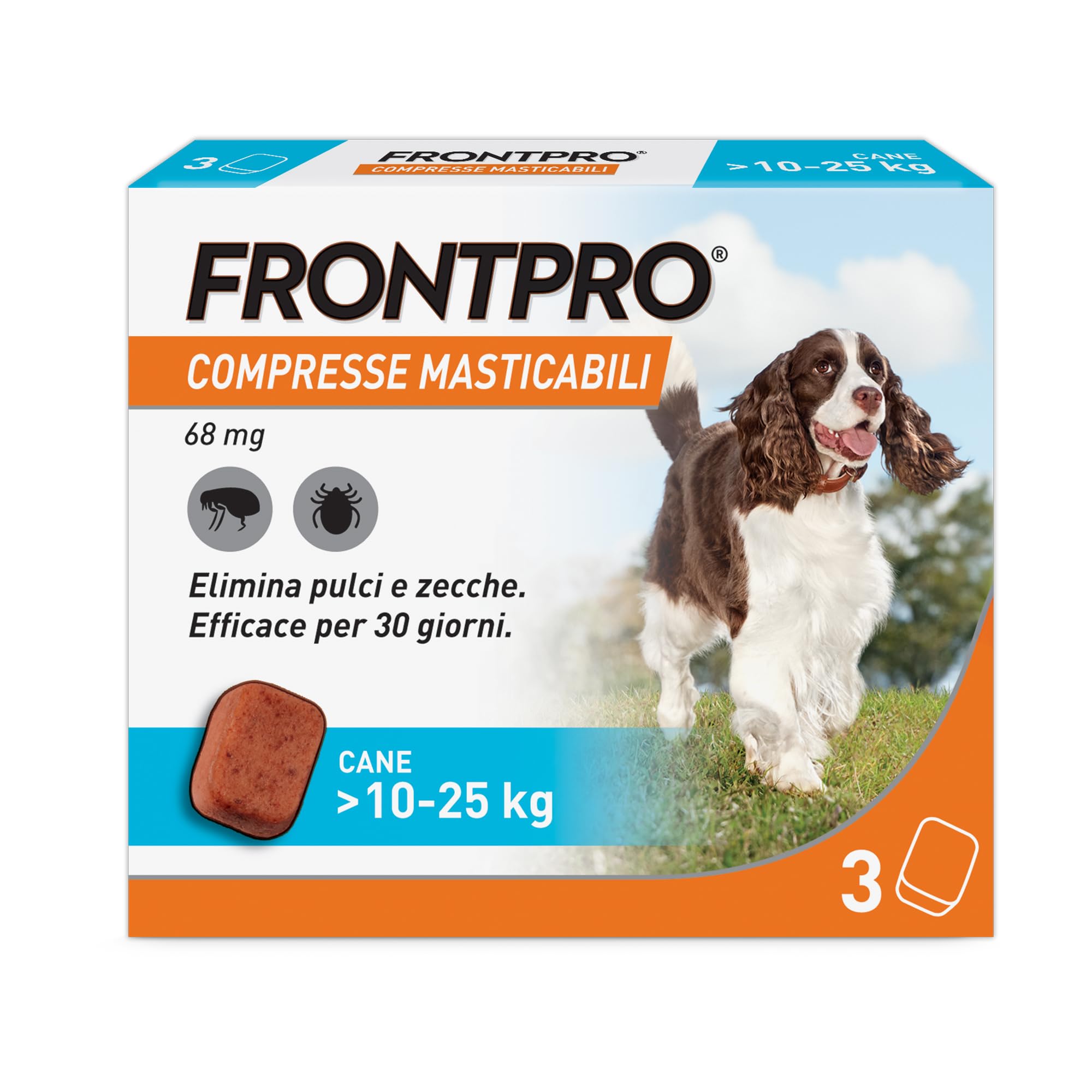 FRONTPRO x3 Chewable Tablets for Dogs Against Fleas and Ticks (22-25 kg) | Flea 