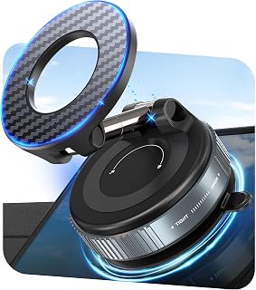 PlusAcc Support Téléphone Voiture avec Ventouse Puissante & Magnétique – Rotation 360°, Fixation Ultra-Stable, Compatible iPhone 12/13/14/15/16/17/18 Pro Max, pour Tableaux de Bord et Pare-Brise