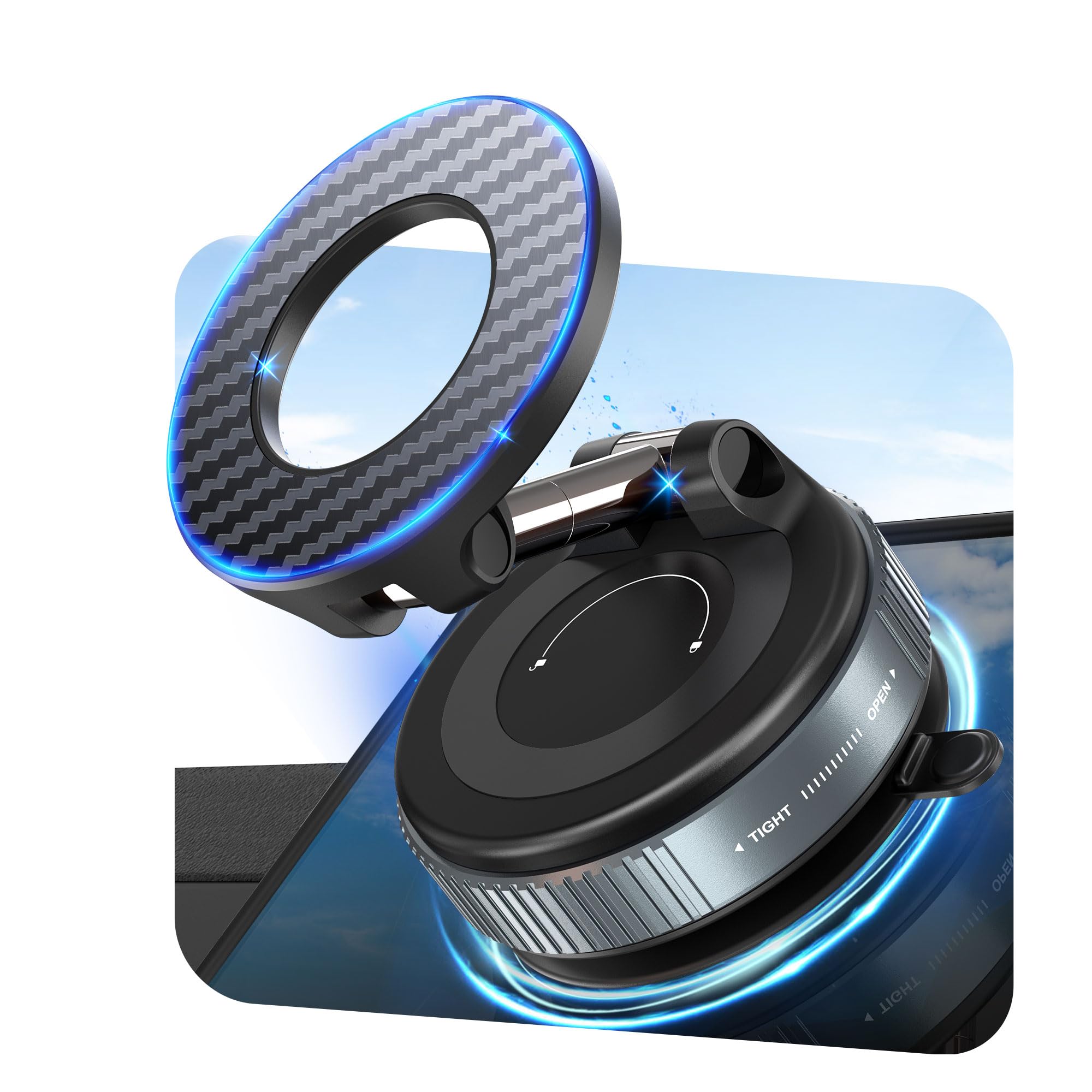 PlusAcc Support Téléphone Voiture avec Ventouse Puissante & Magnétique – Rotatio