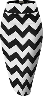 Hybrid & Company Women Elastic High Waist Bodycon Work Business Pencil Skirt KSK43584X 10617 Black/Whit 1X