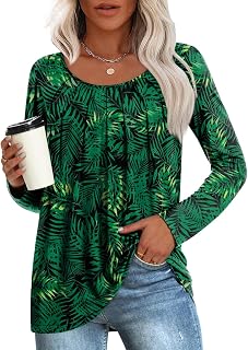 Anymeet Womens Winter Spring Tops 2026 Casual Shirts Pleated Blouse for Leggings M-3XL