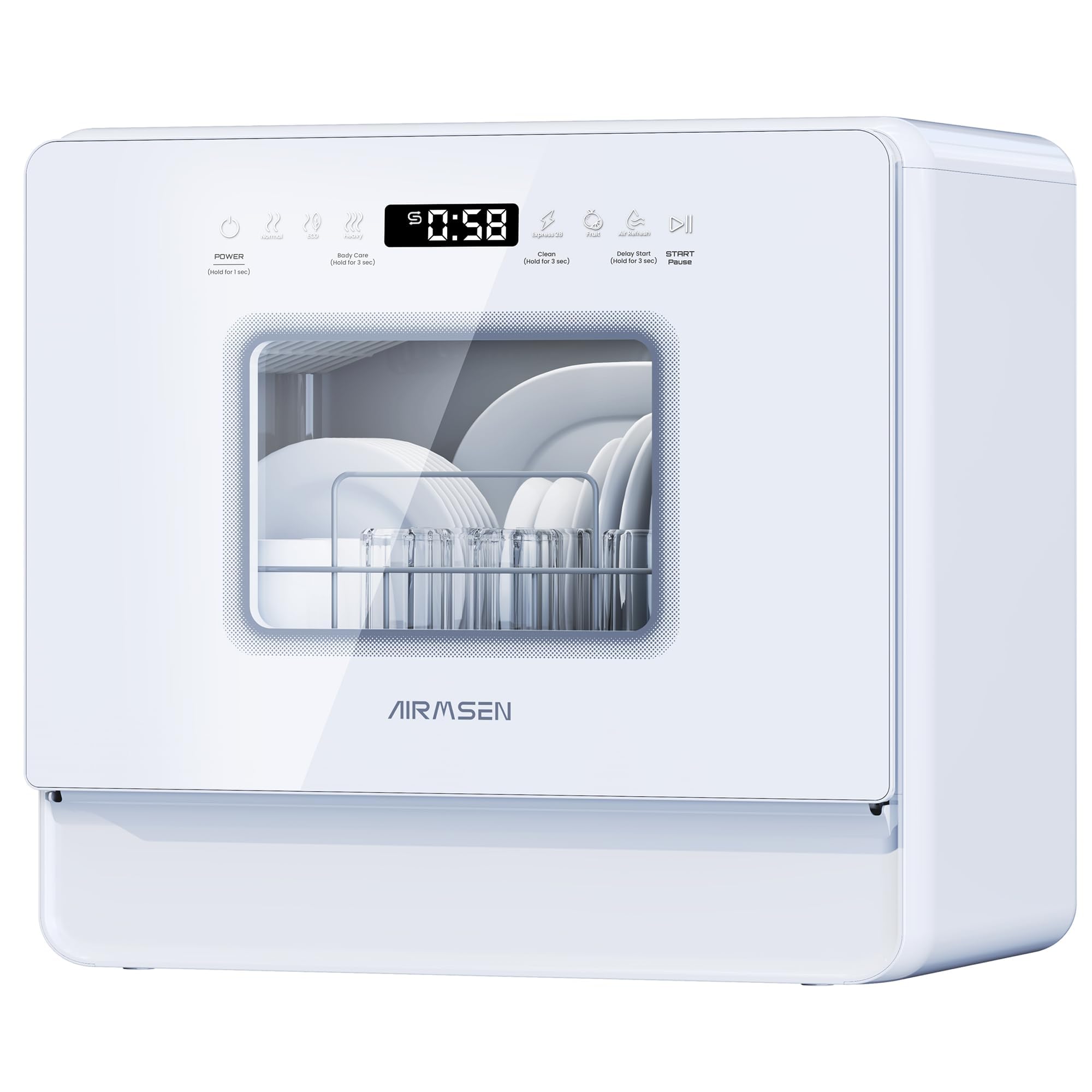 AIRMSEN 2025 NEW Upgraded Table Top Dishwasher with Soft Water Salt Function, Po