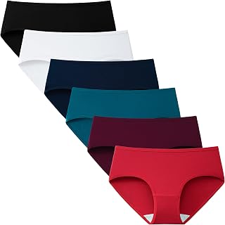 INNERSY Women's Mid Rise Tagless Plain Color Full Coverage Cotton Hipster Panties 6-Pack
