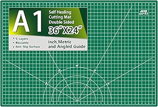 ArtAt Self Healing Cutting Mat: 24 x 36 inch Green Large 5-Ply Double-Sided Durable Non-Slip PVC Cutting Mat for Sewing Quilting Scrapbooking Art &amp; Crafts projects…