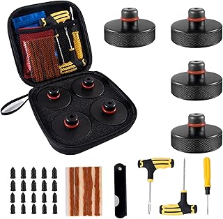 Tesla Jack Pads for Model Y/3/S/X 2016 to 2026 with Tire Repair Tools Kit | Tesla lifting pucks,4 PCS Tesla Rubber Pucks Accessories with Storage Case,Protect Battery &amp; Chassis