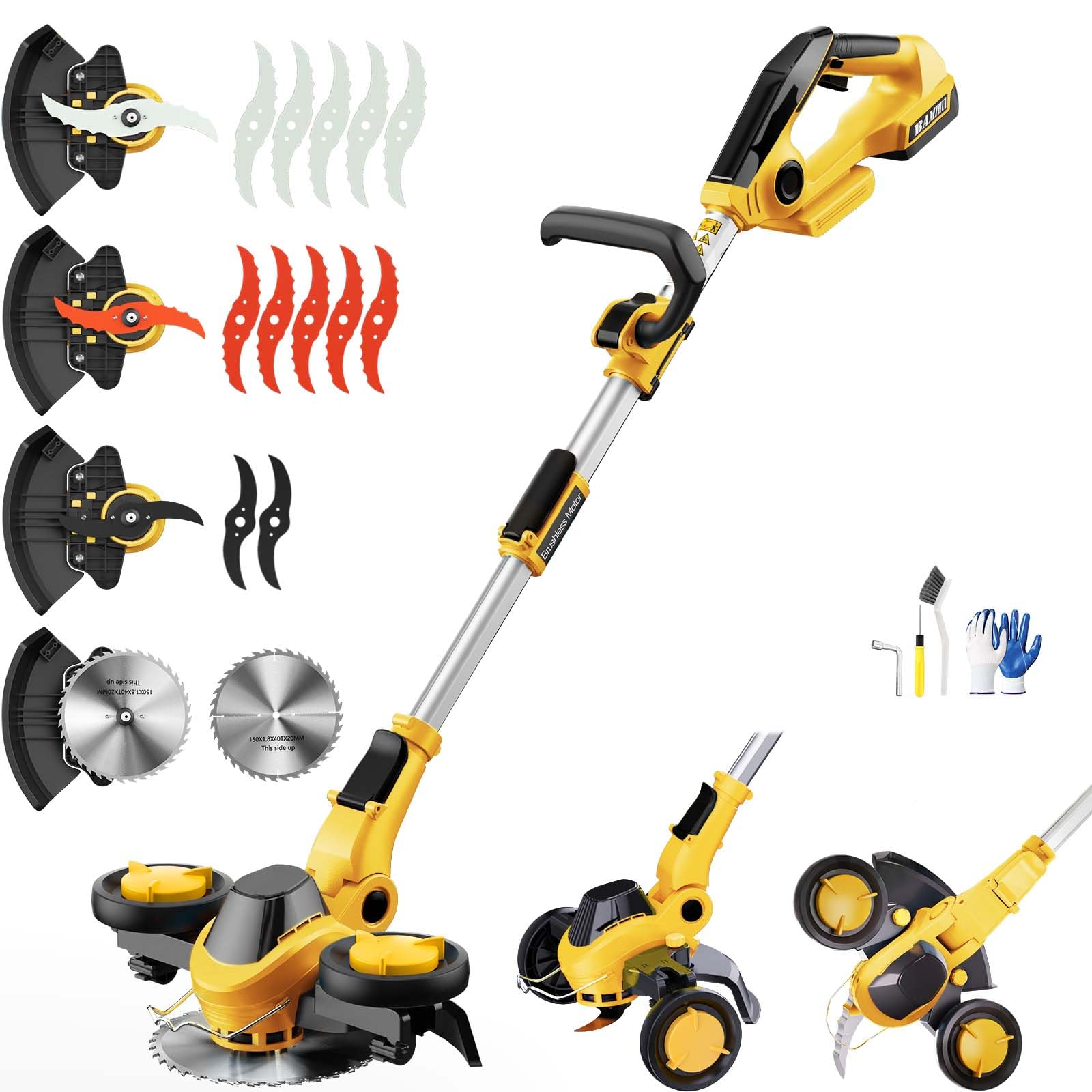 11 Inch Weed Wacker Cordless Compatible with DEWALT 20V MAX Battery | Brushless 