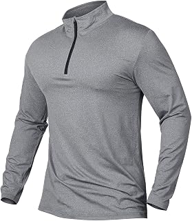 MANSDOUR Men's Quick-Dry Active Sports Shirts Quarter Zip Long Sleeve Running Pullover Tops Outdoor Sweatshirt