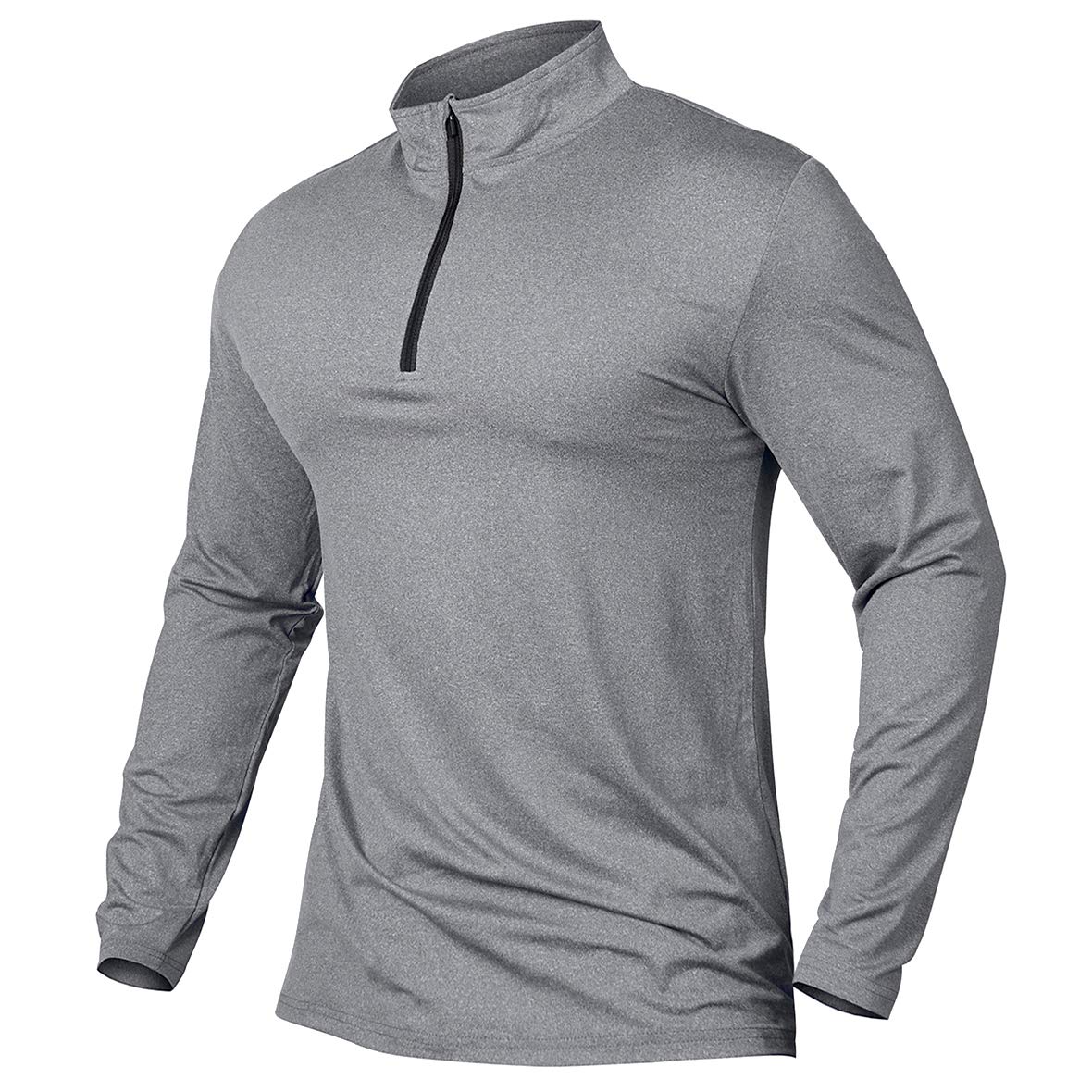 MANSDOUR Men's Quick-Dry Active Sports Shirts Quarter Zip Long Sleeve Running Pu