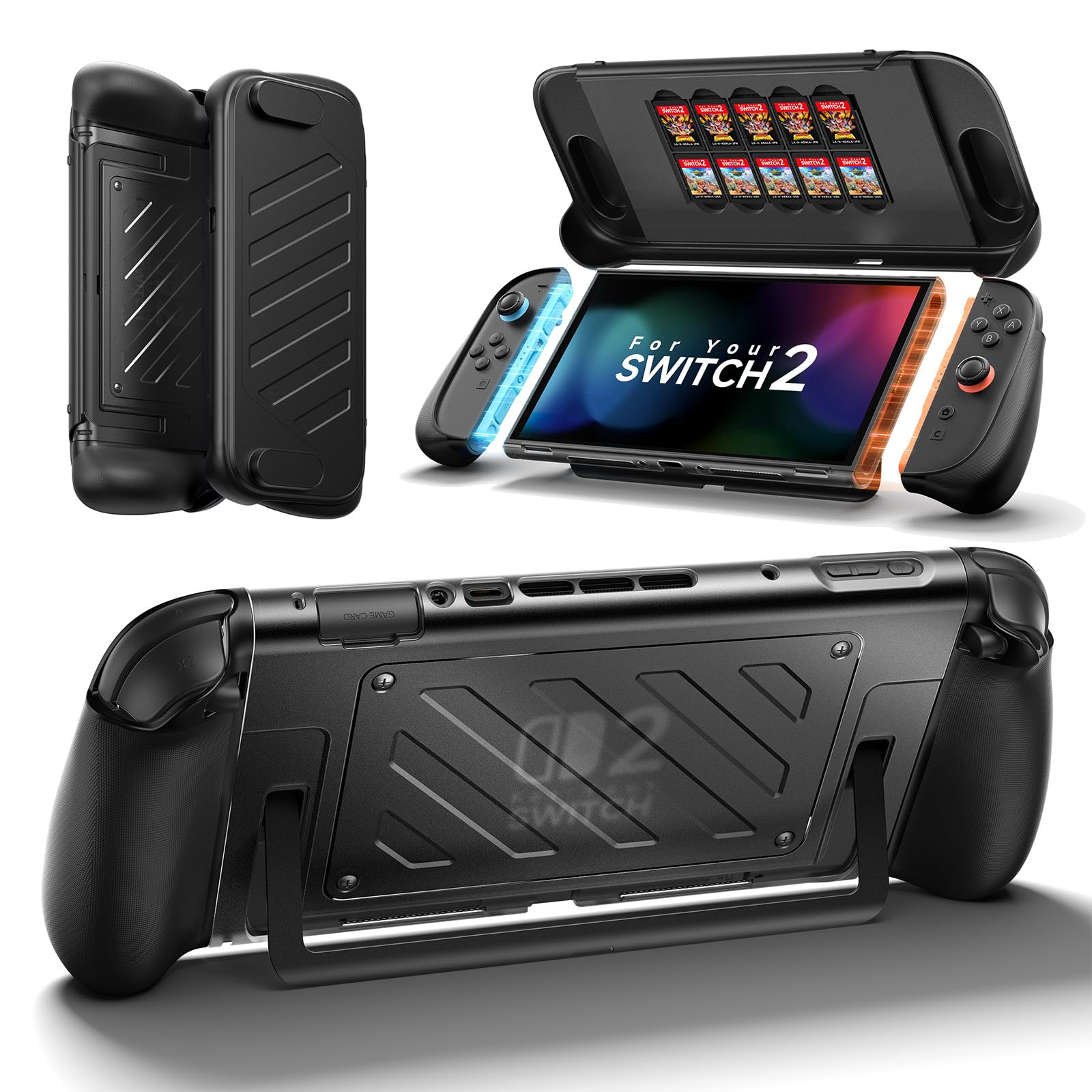 JSAUX Split Protective Grip Case for Switch 2 with Front Cover | Drop Protection